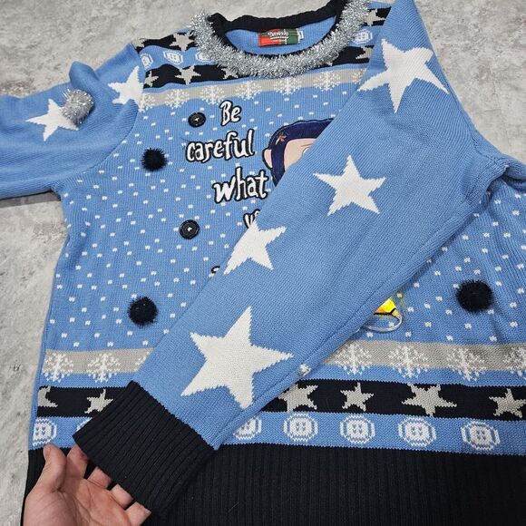 Light-Up Be Careful What You Wish for Christmas Sweater Xl - Coraline - Picture 8 of 16